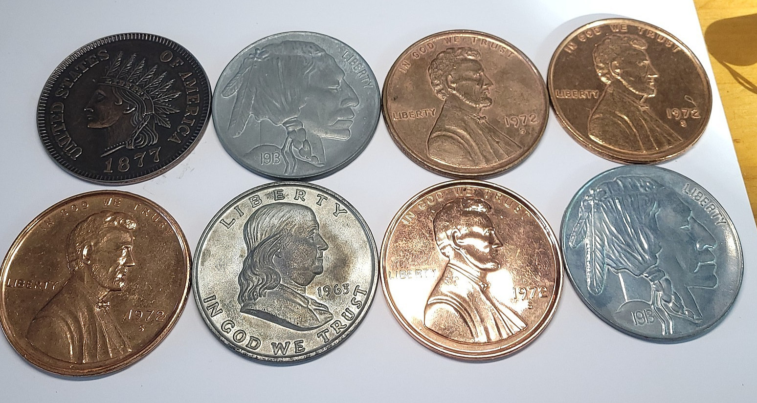 8 Vintage Jumbo Oversized Novelty Coins Lincoln Penny Buffalo Nickel Paperweight
