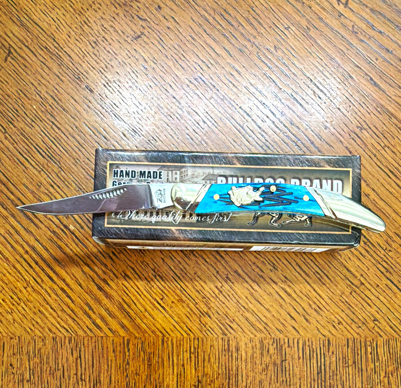 Bulldog Brand BDG-109DBJB Manual Slipjoint Clip Point 440 SS Blue Bone