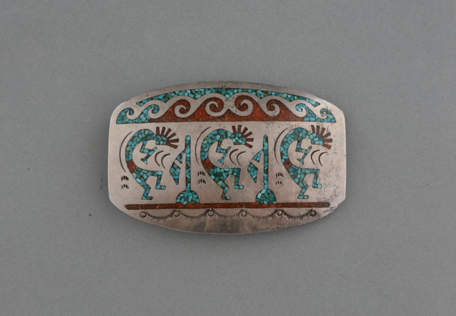 D. Allison - Fantastic Navajo Inlay Silver Belt Buckle - Ortega HMIJ Mark  3.5