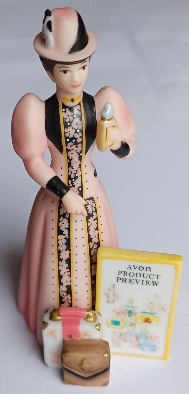 VTG Avon Product Preview Lady Figurine Sales Rep Sample Bottle Luggage 3 1/8