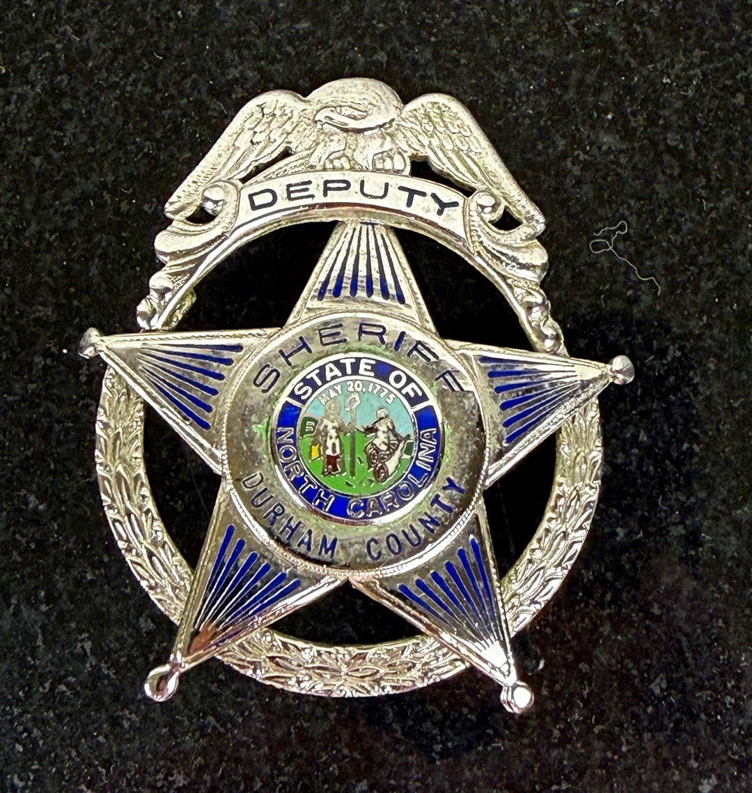 Vintage Obsolete Durham County NC Deputy Sheriff Badge Star Screwback