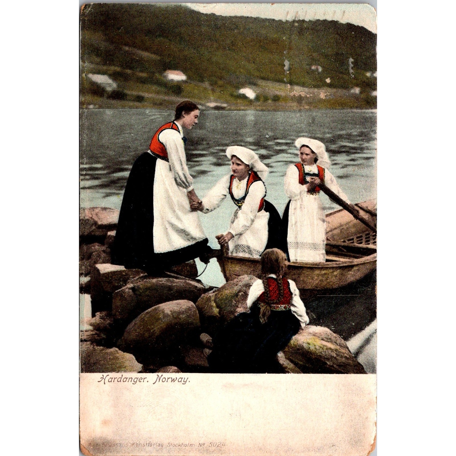 Women in Traditional Clothing in Hardanger Norway Vintage Postcard SPW12