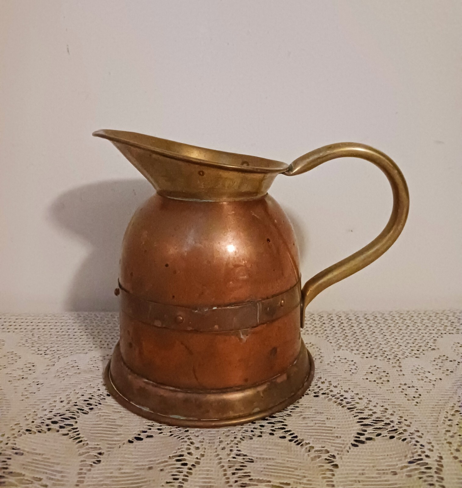 Vintage Copper & Brass Pitcher Linton Made In England