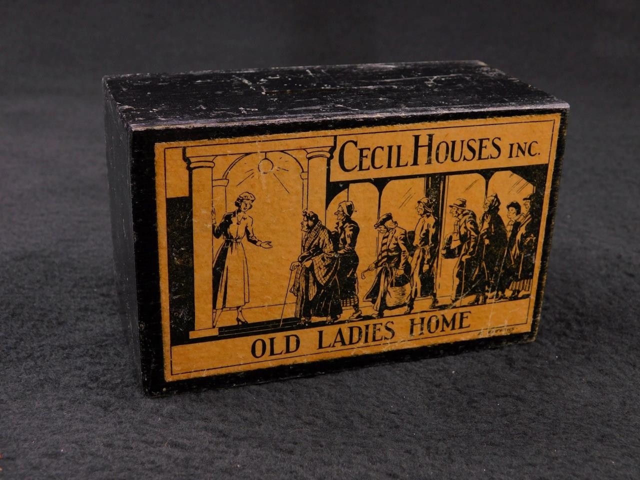 Cecil Houses Inc. Old Ladies Home Donation Box Antique Hard to Find