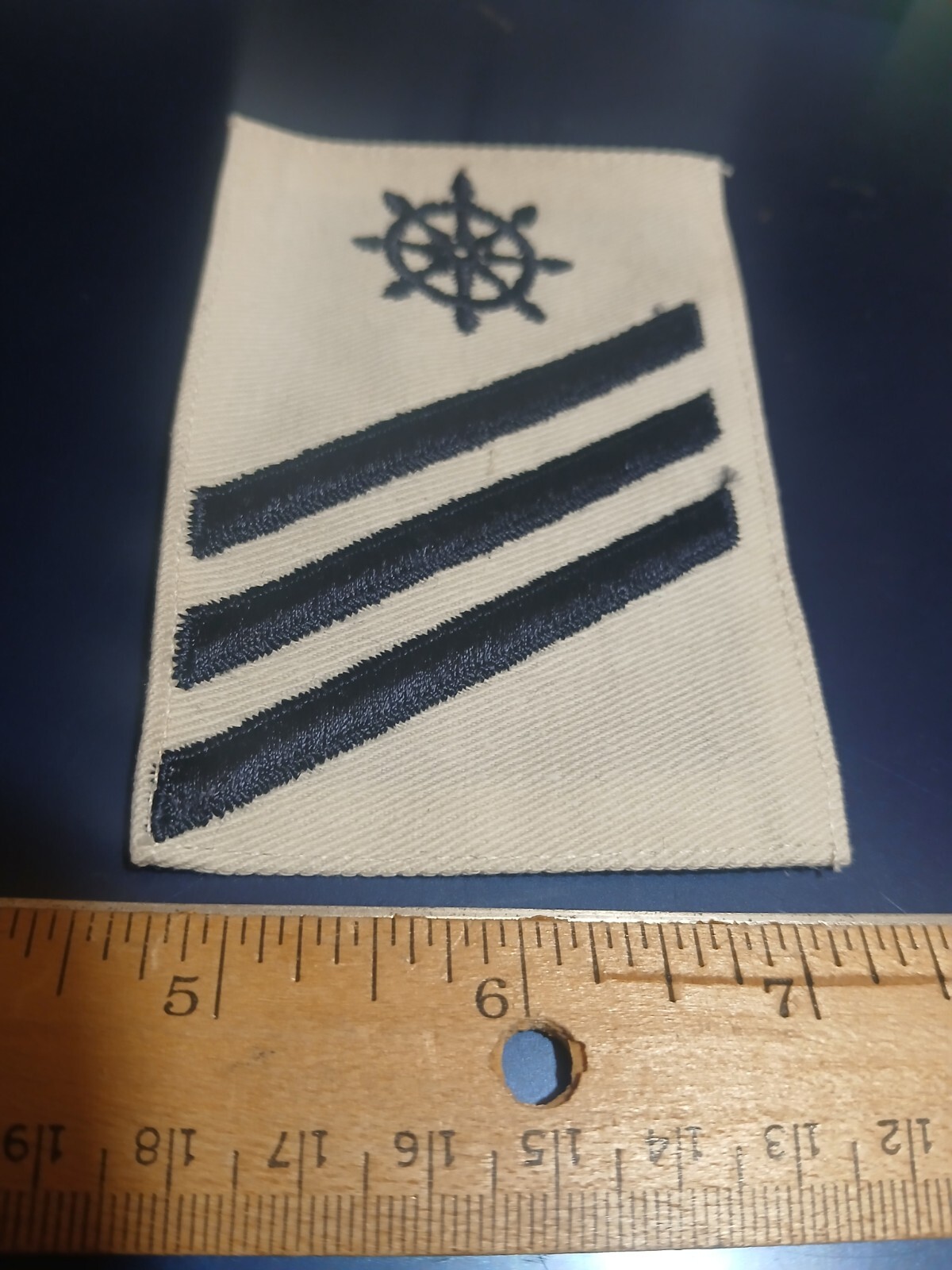 U.S. Navy Vintage Rank Patch- White/ Black Quartermaster (24-2161)