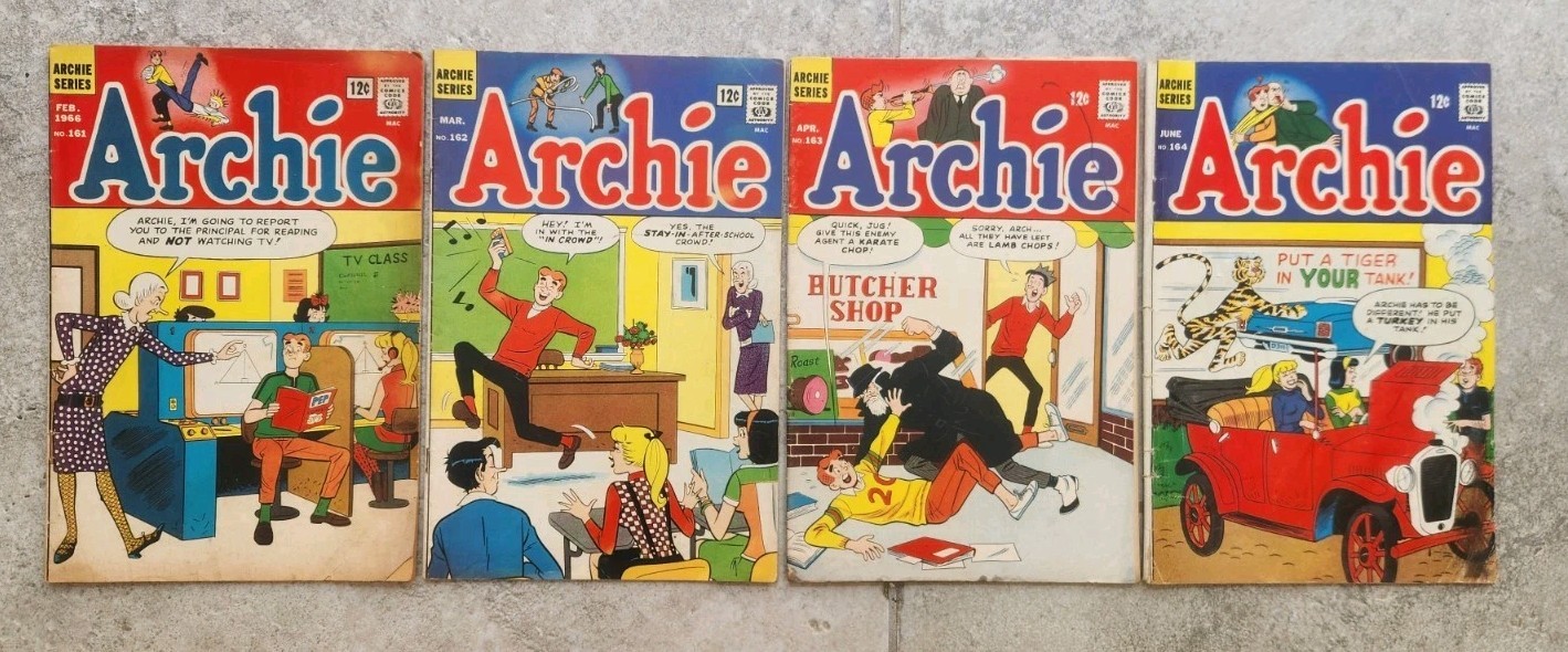 Archie Comics # 161 162 163 164 lot of 4 1966 issues in GD to VG