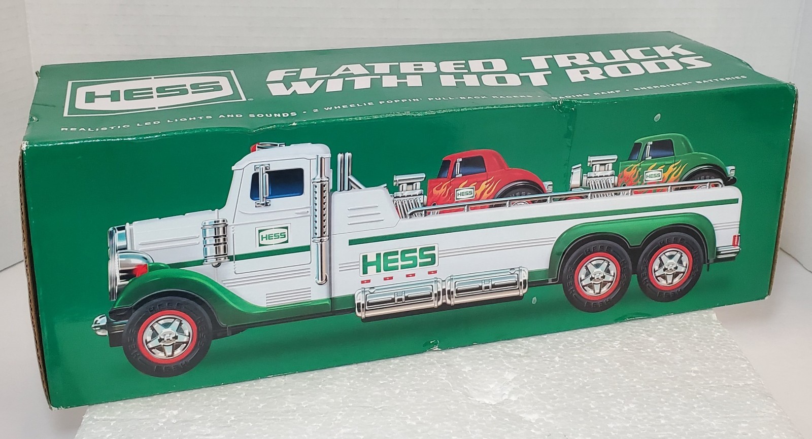 HESS Flatbed Truck with Hot Rods in ORIGINAL BOX (Never Removed From Box) NEW⭐️