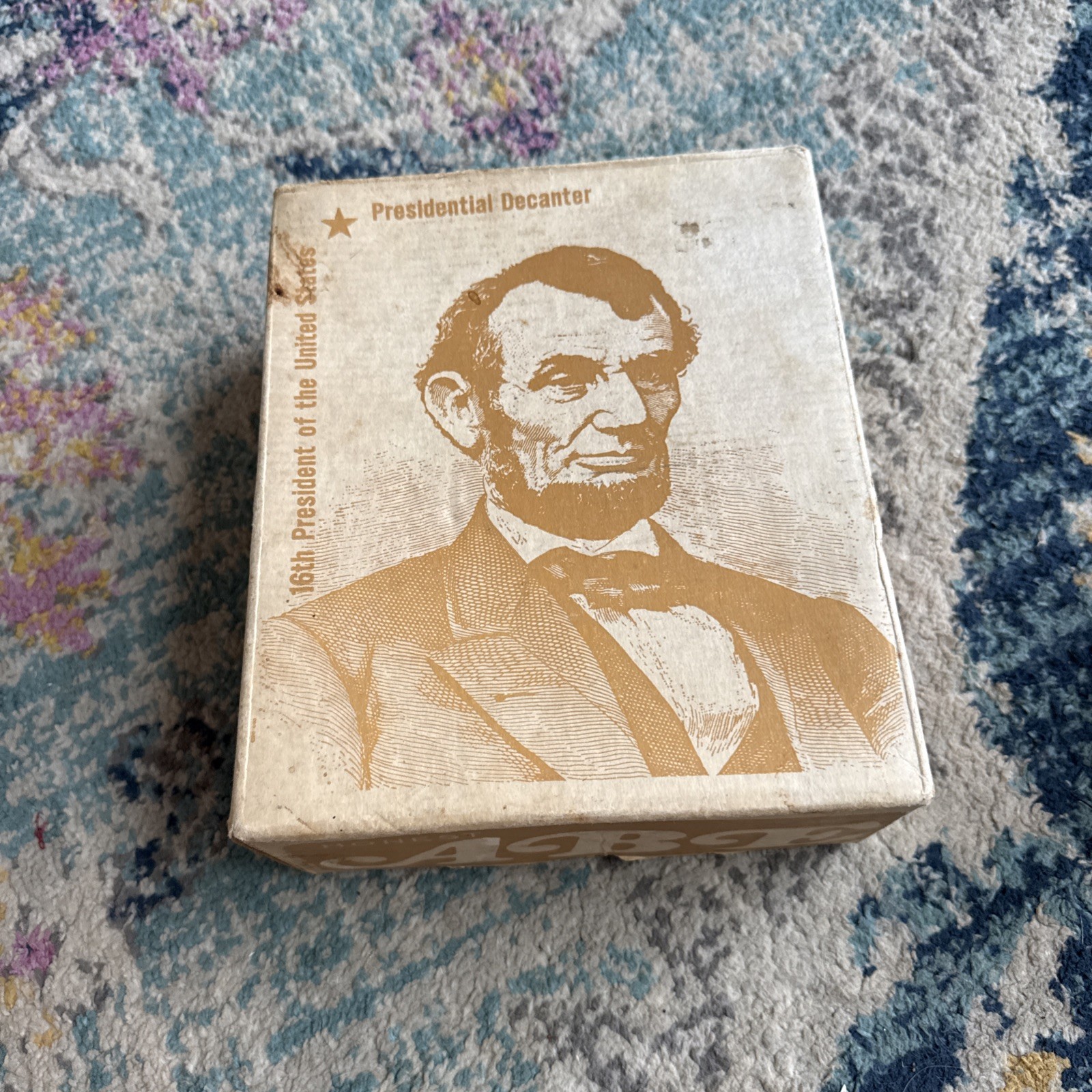 Abraham Lincoln-Carnival Glass-Glass Decanter-NEW-Circa 1971-FREE SHIPPING