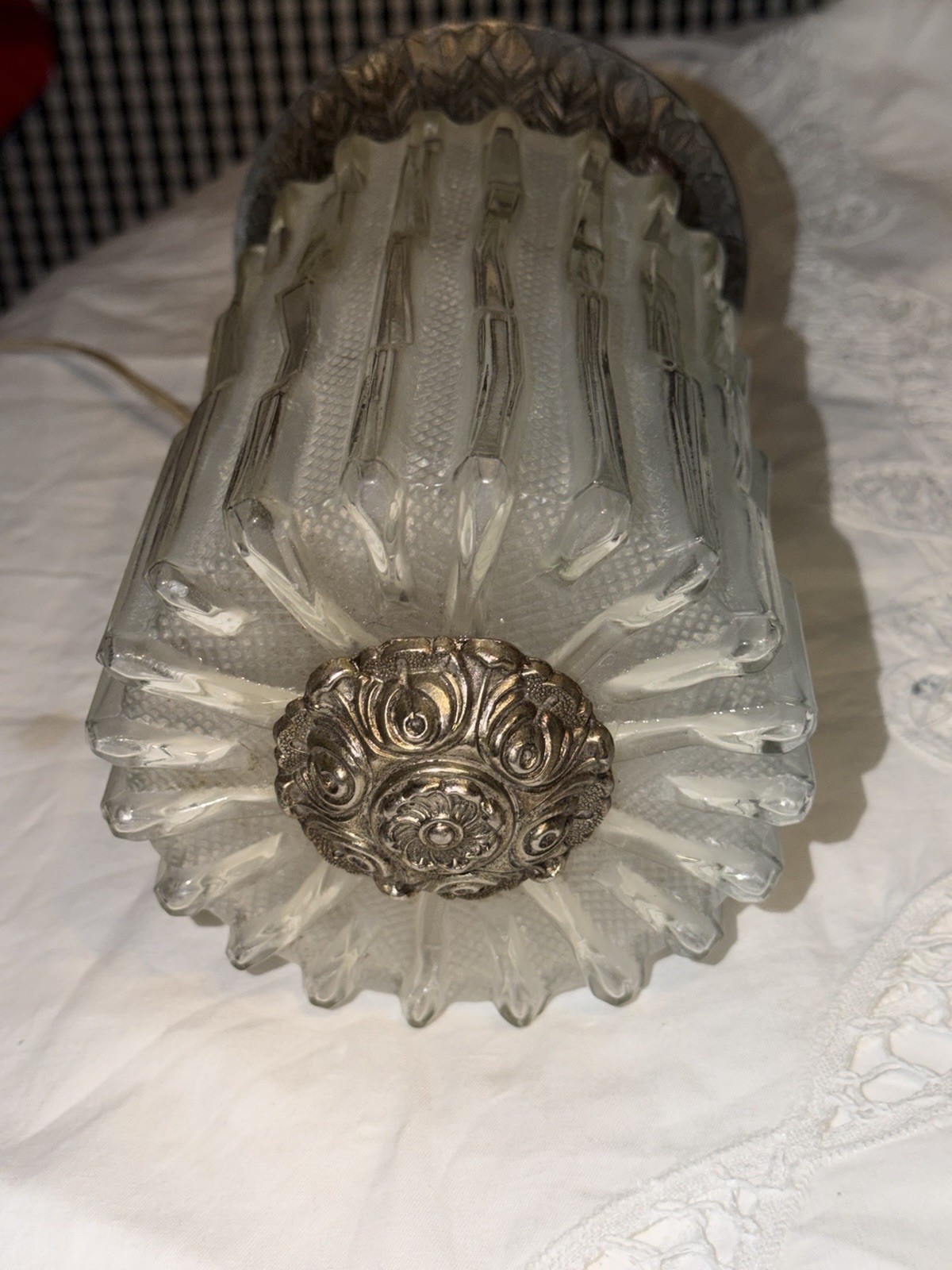 Vintage Bronze and Murano Glass Flush mount Circa 1940's Beautiful Chunky Design Vintage Bronze and Murano Glass Flush mount Circa 1940's Beautiful Chunky Design