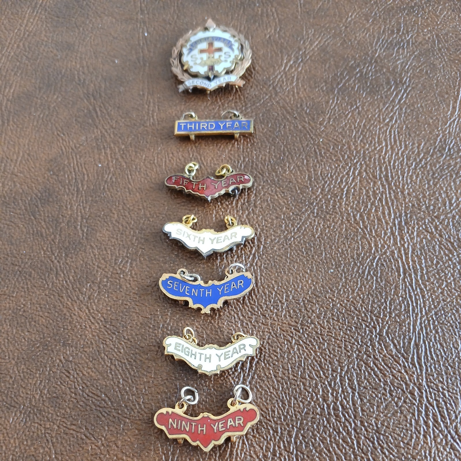 Vintage gold filled Christian Sunday School Attendance Pins 