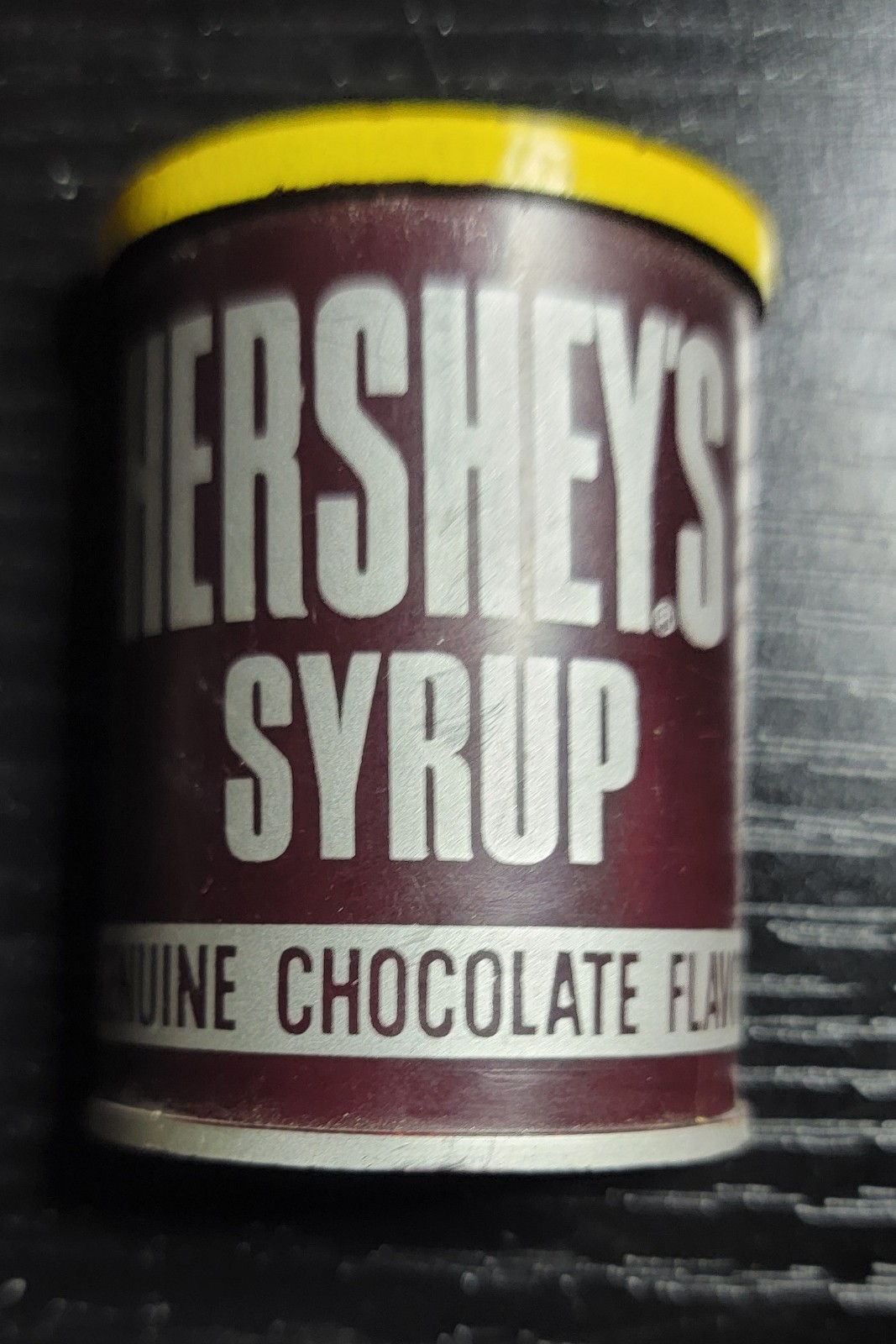 Vintage 1980s Hershey’s Syrup Genuine Chocolate Tin Can Refrigerator Magnet 