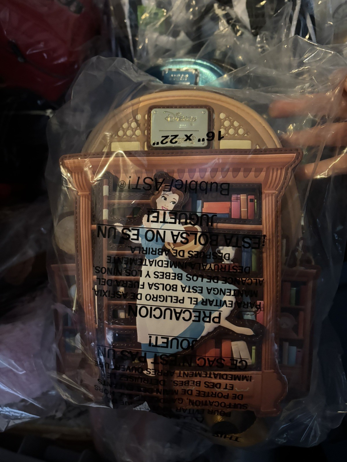 2026 Disney D23 Exclusive Blue Dress Belle Library Loungefly Backpack NWT