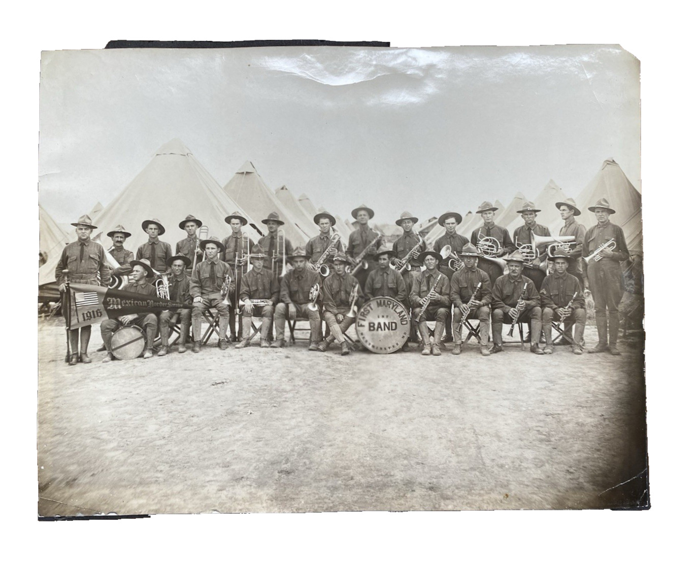 Maryland 1916 Military Band Mexican Border Service Westminster Antique Photo