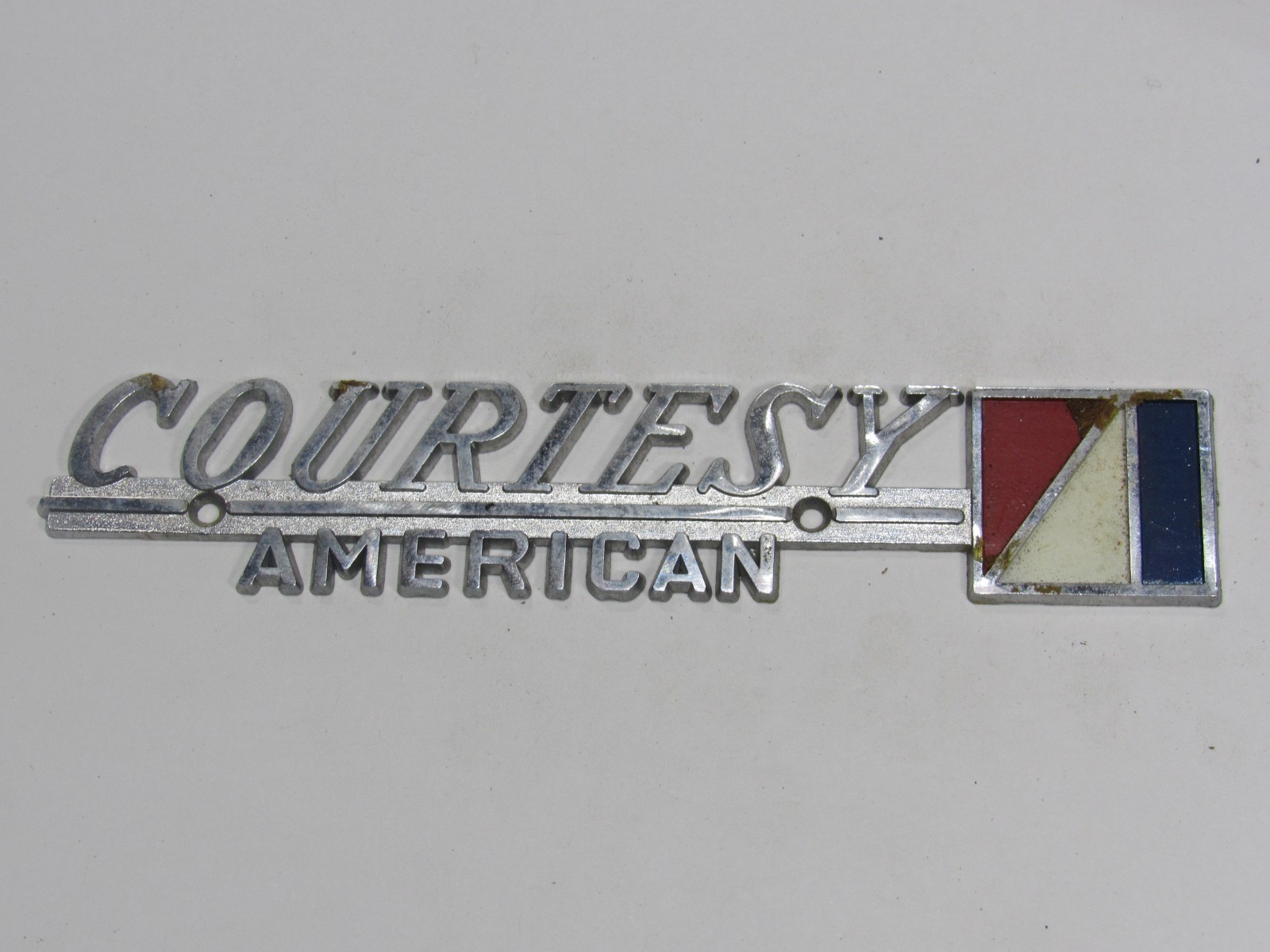 VTG Courtesy AMC Dallas Texas Metal Dealership Badge Emblem Tag Dealer TX Gas