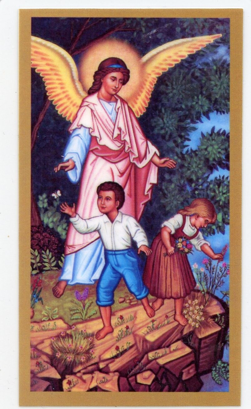 Prayer to Your Guardian Angel (13) U- Laminated  Holy Cards.  QUANTITY 25 CARDS