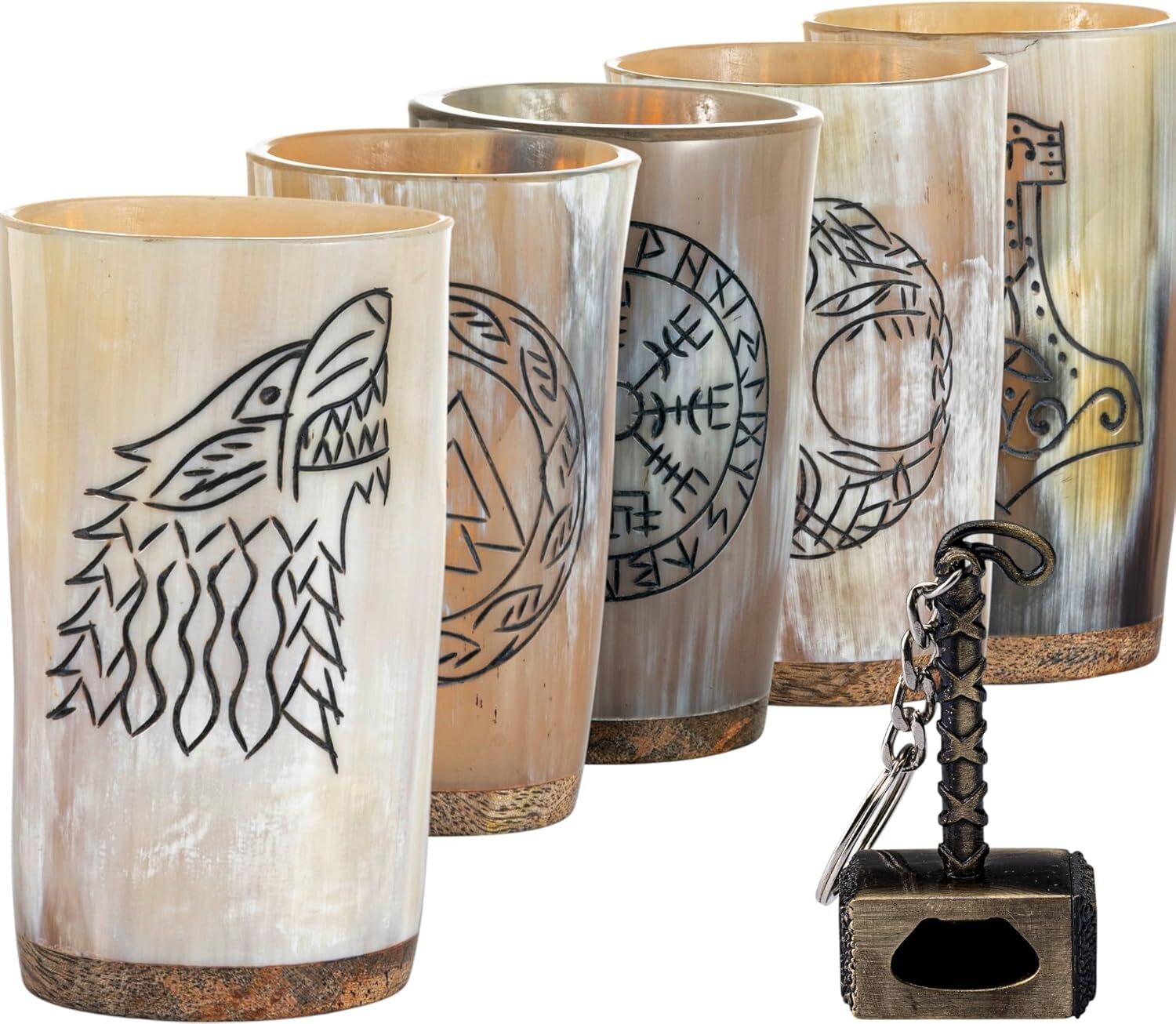 Drinking Horn Mug Set of 5 | Easter Special Viking Gifts for Men & Women |