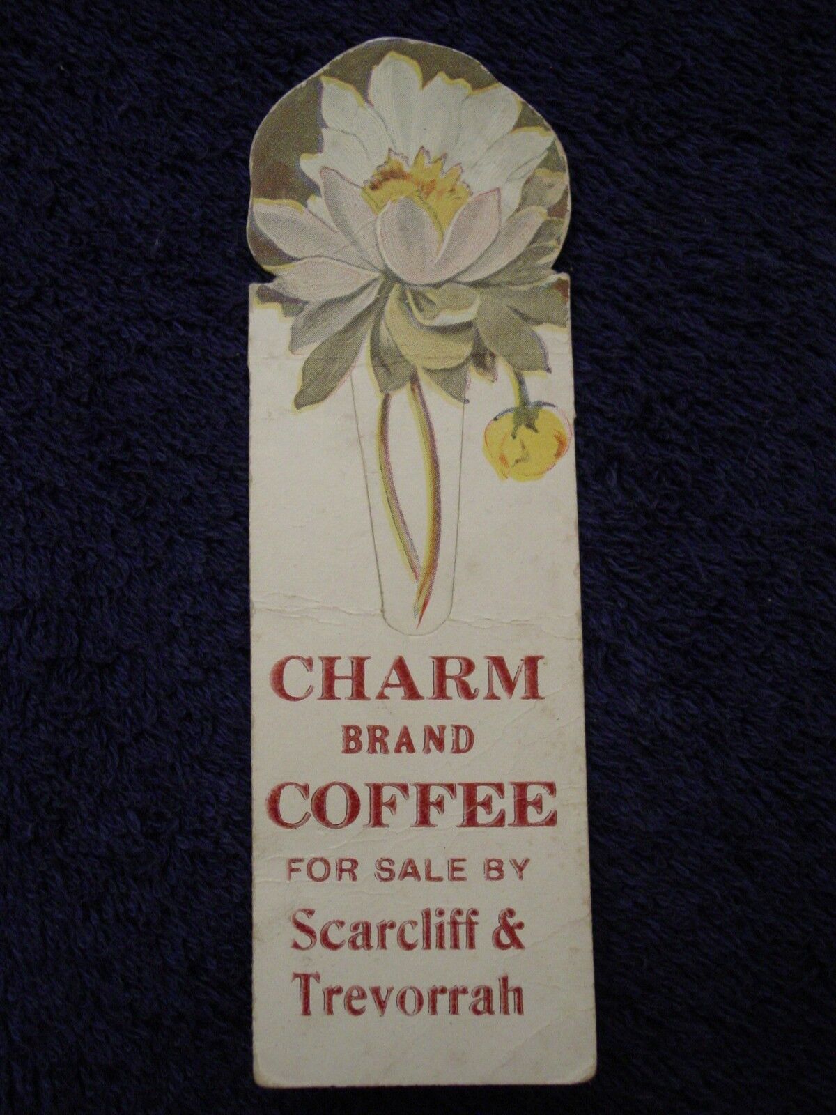 Rare 1920\'s CHARM Brand COFFEE Bookmark By SCARCLIFF & TREVORRAH JANESVILLE, WI