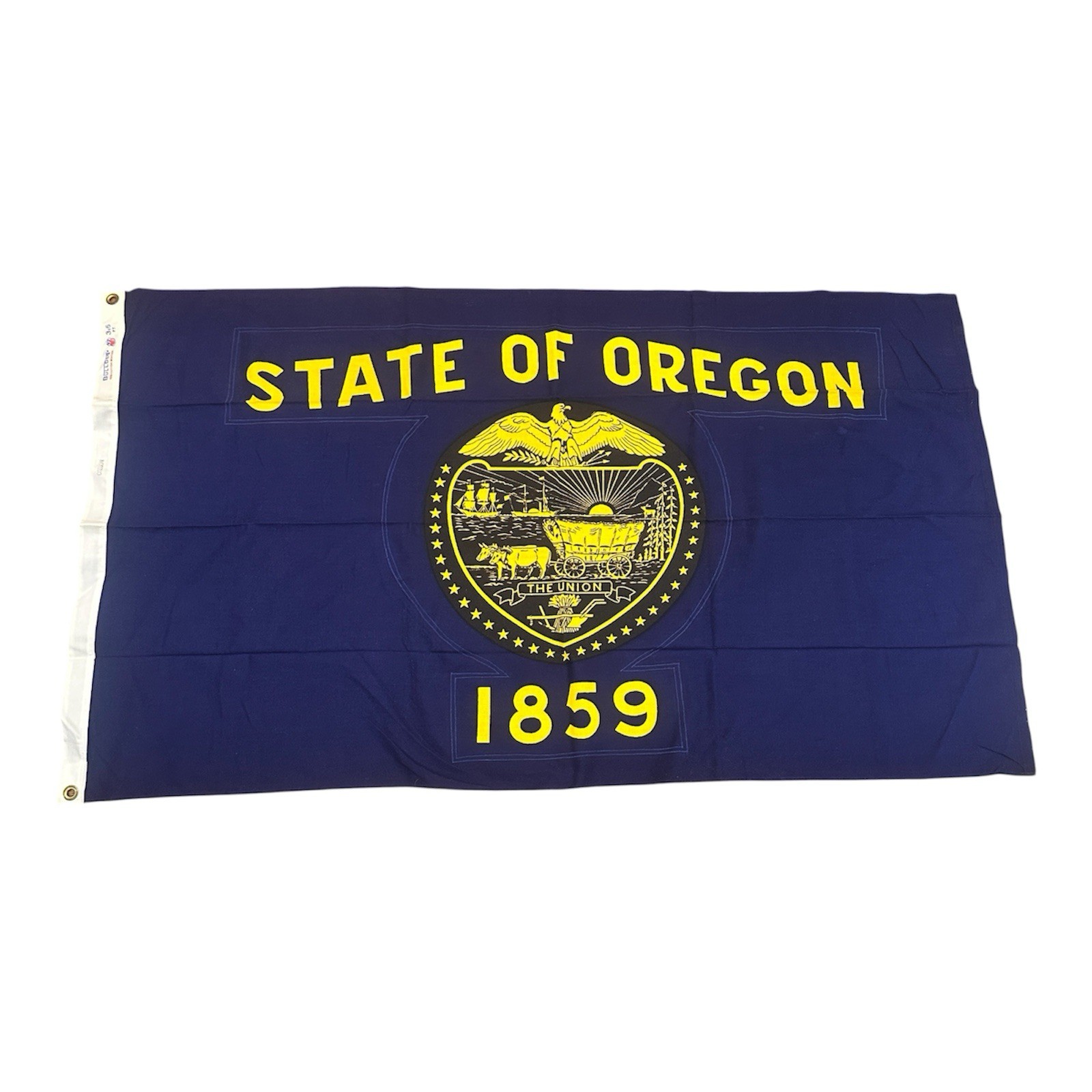 VINTAGE 100% Cotton 3x5 Oregon State Flag Dettra Bulldog Dead Stock Stitched USA VINTAGE 100% Cotton 3x5 Oregon State Flag Dettra Bulldog Dead Stock Stitched USA