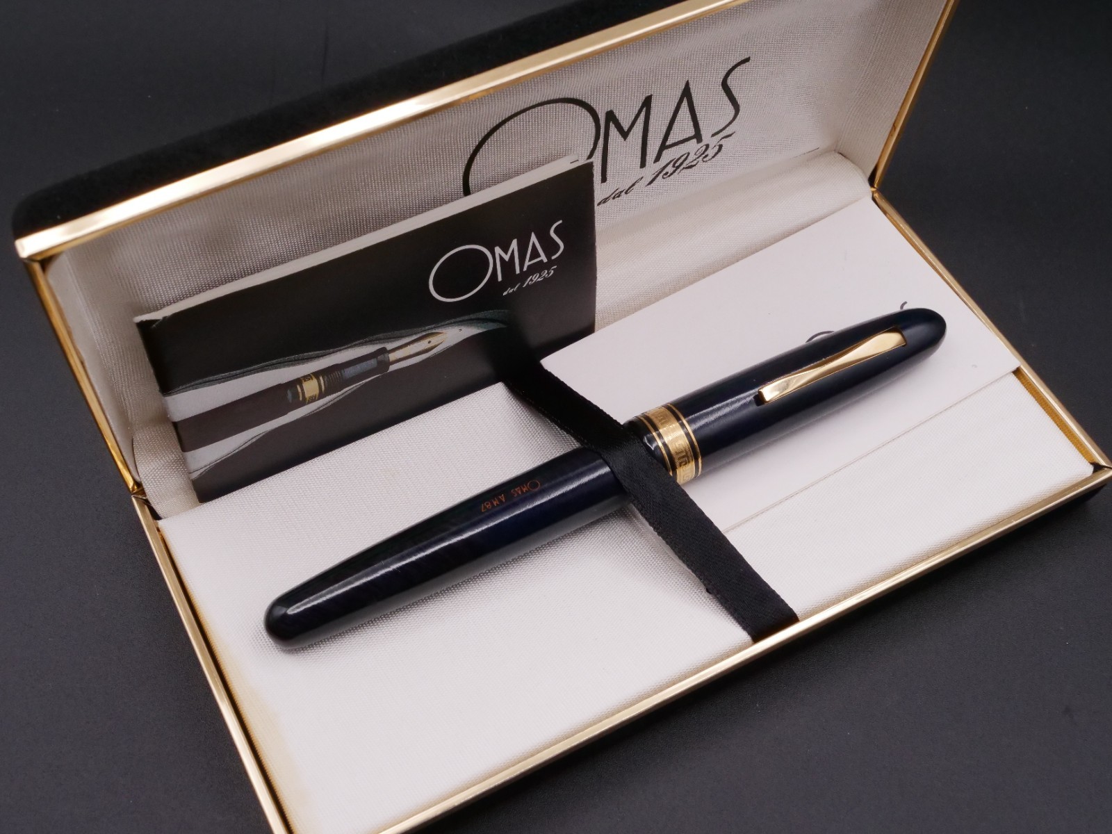 Omas A.M. Fountain Pen 87 Blue Briar Wood Full Set NOS - 14k Nib