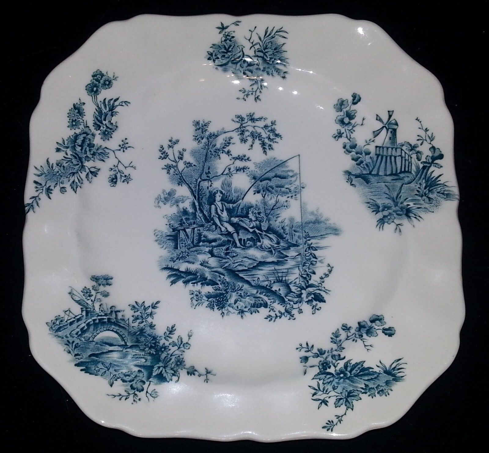 Pastorale Toile de Jouy by Johnson Bros. England - Green Blue - Sq. Salad Plate