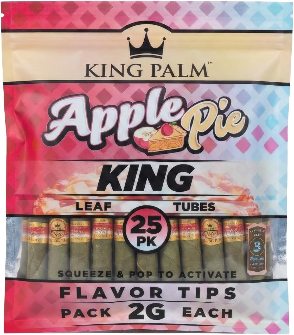 King Palm | King Size | Apple Pie | Organic Palm Leaf Prerolled Cone - 25 Pack