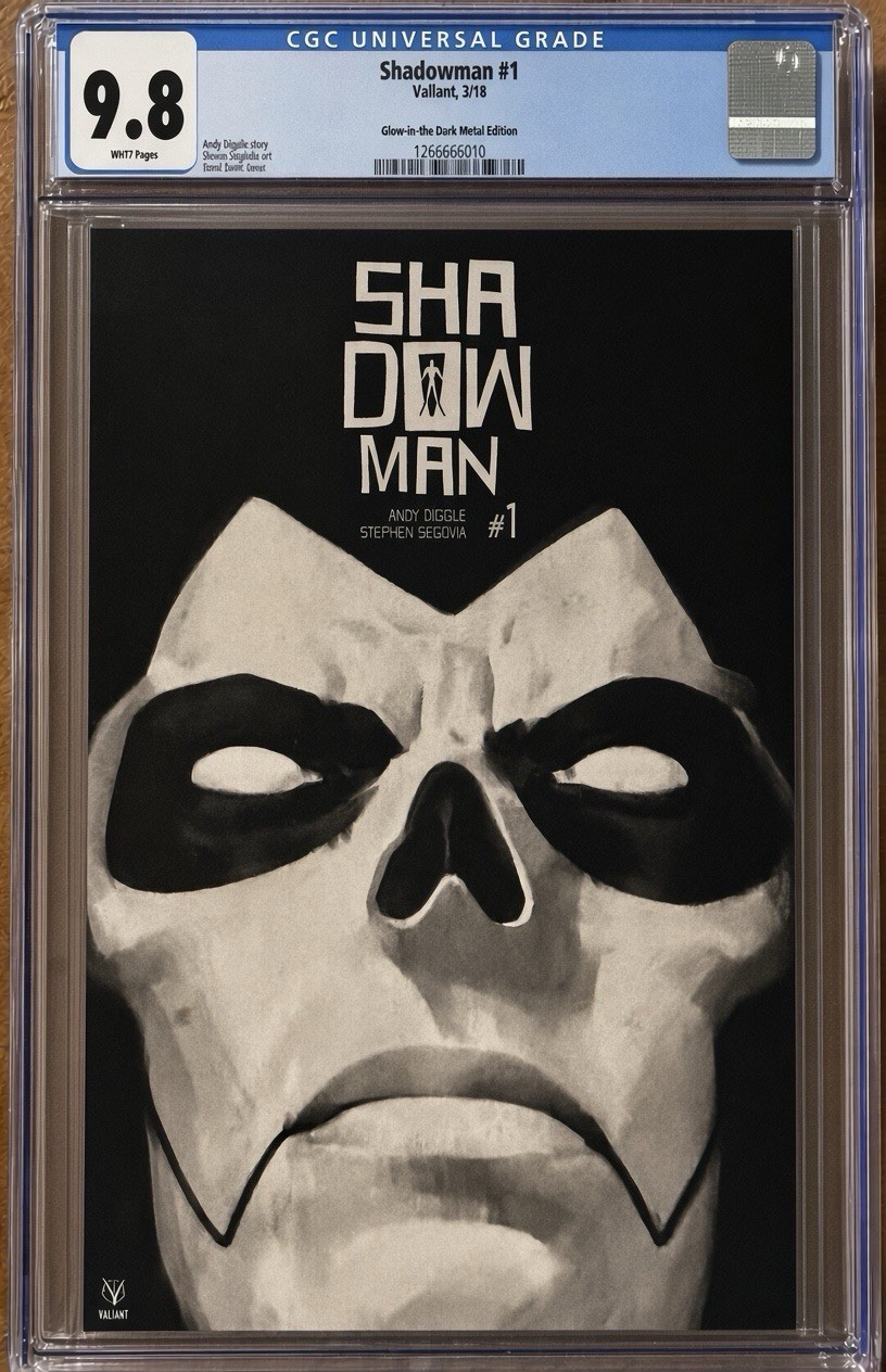 Shadowman #1 - 1:250 - REAL Brushed Metal Glow in Dark - 2018 Valiant CGC 9.8 👀