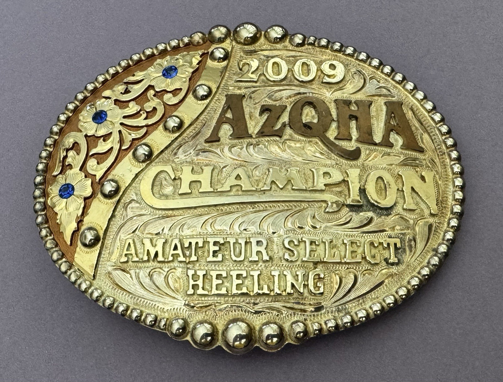 VTG Rare HUGE 2009 AZQHA Arizona Qtr Horse Champion HEELING Trophy Belt Buckle VTG Rare HUGE 2009 AZQHA Arizona Qtr Horse Champion HEELING Trophy Belt Buckle