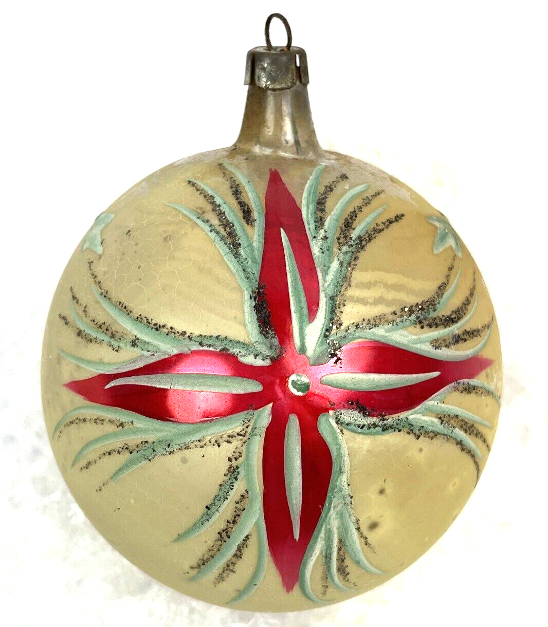 Vintage Blown Glass Jumbo Christmas Ornament Atomic Starburst 4\