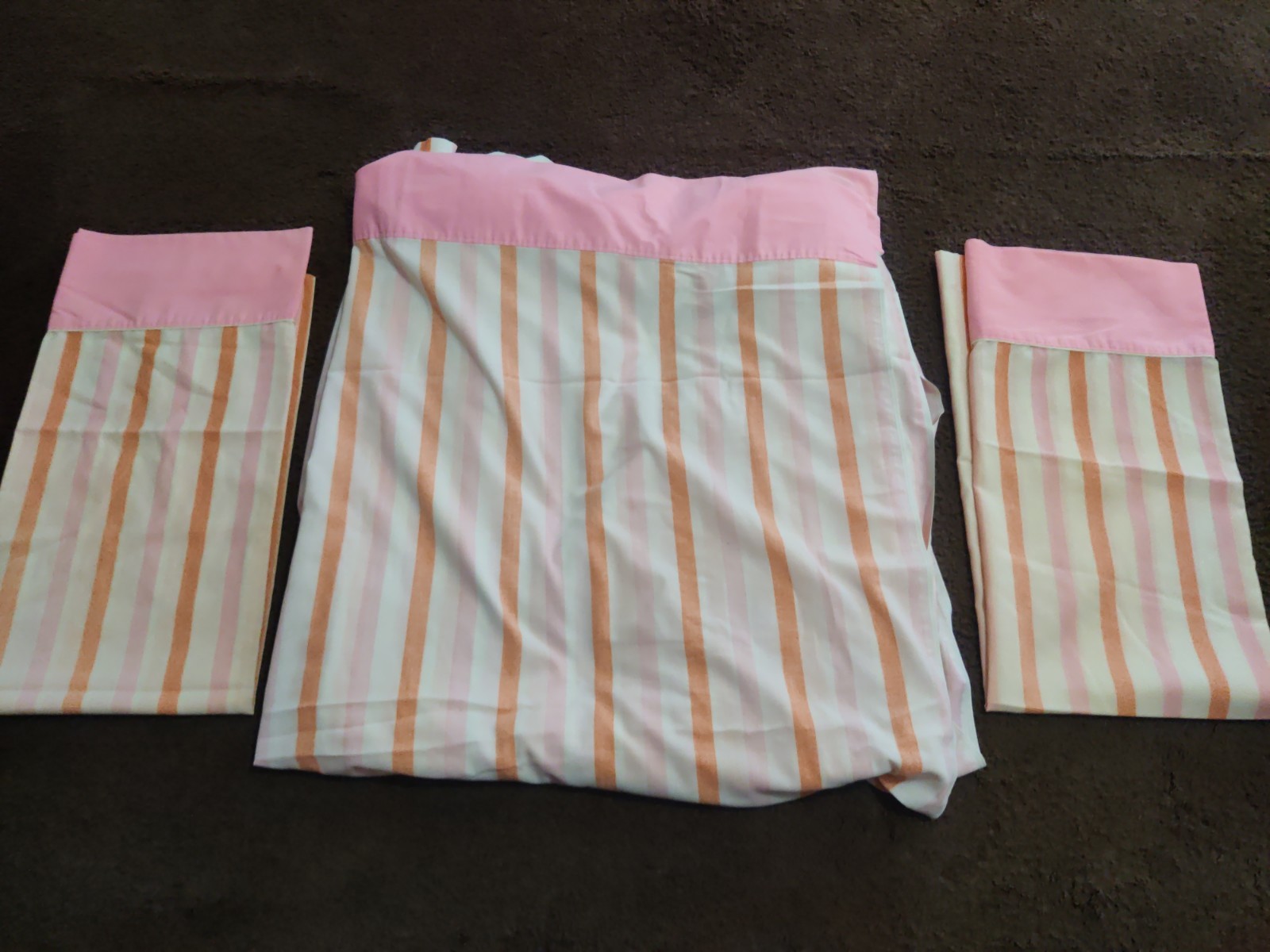 Vintage Cannon Monticello bed sheet orange, pink, and white Full Flat, W/ Pillow Vintage Cannon Monticello bed sheet orange, pink, and white Full Flat, W/ Pillow