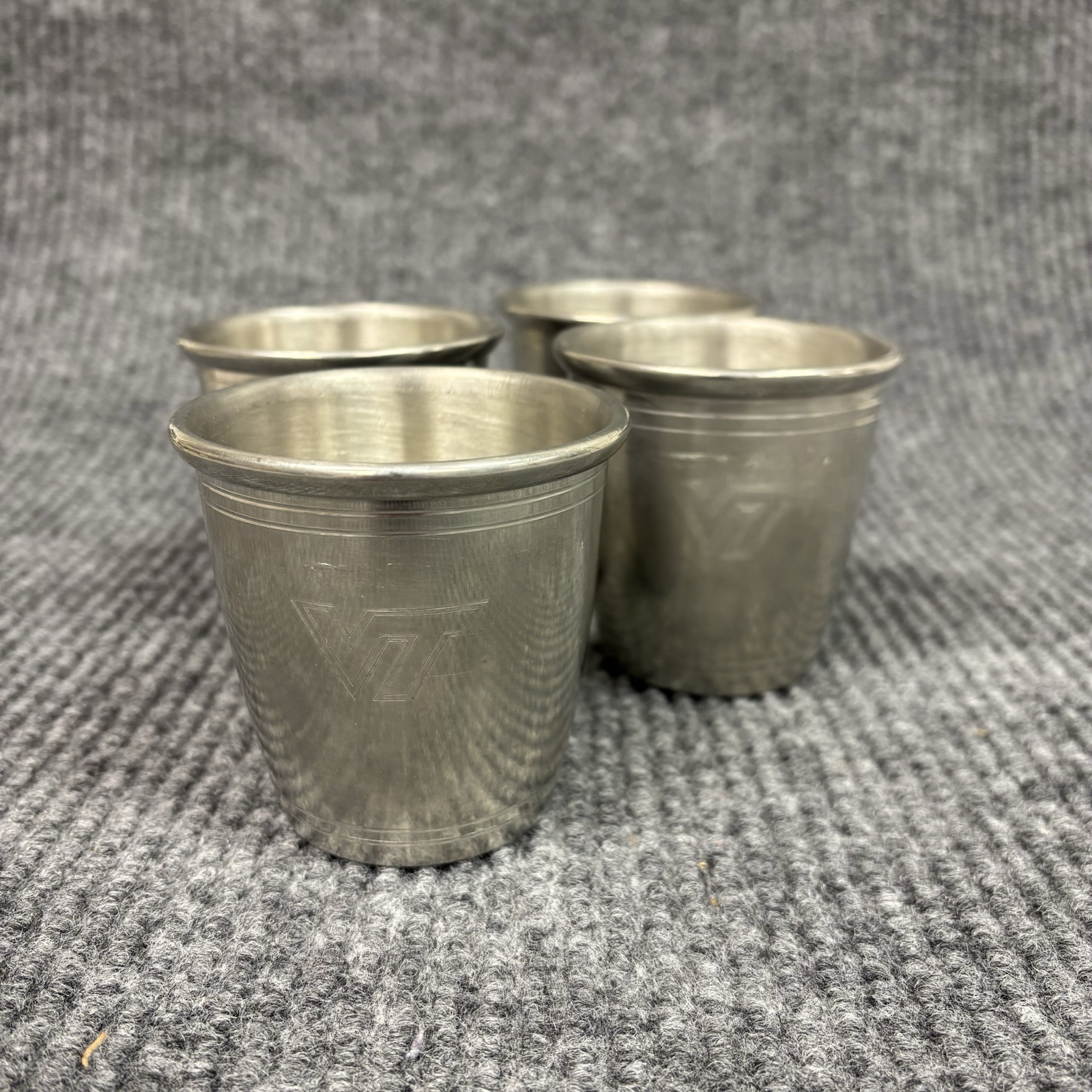 Lot of 4 Vintage VT Camelot Pewter Virginia Cups 3