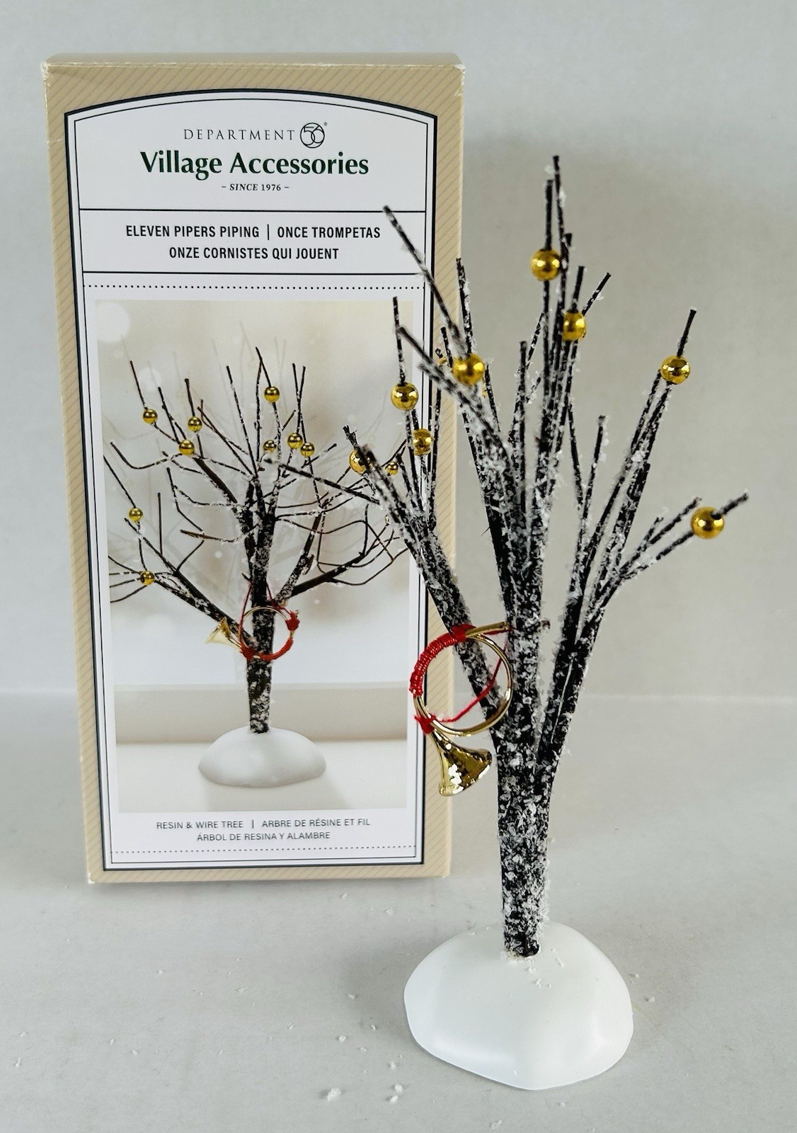 Dept 56 Christmas Village Accessories Eleven Pipers Piping Tree #6013627