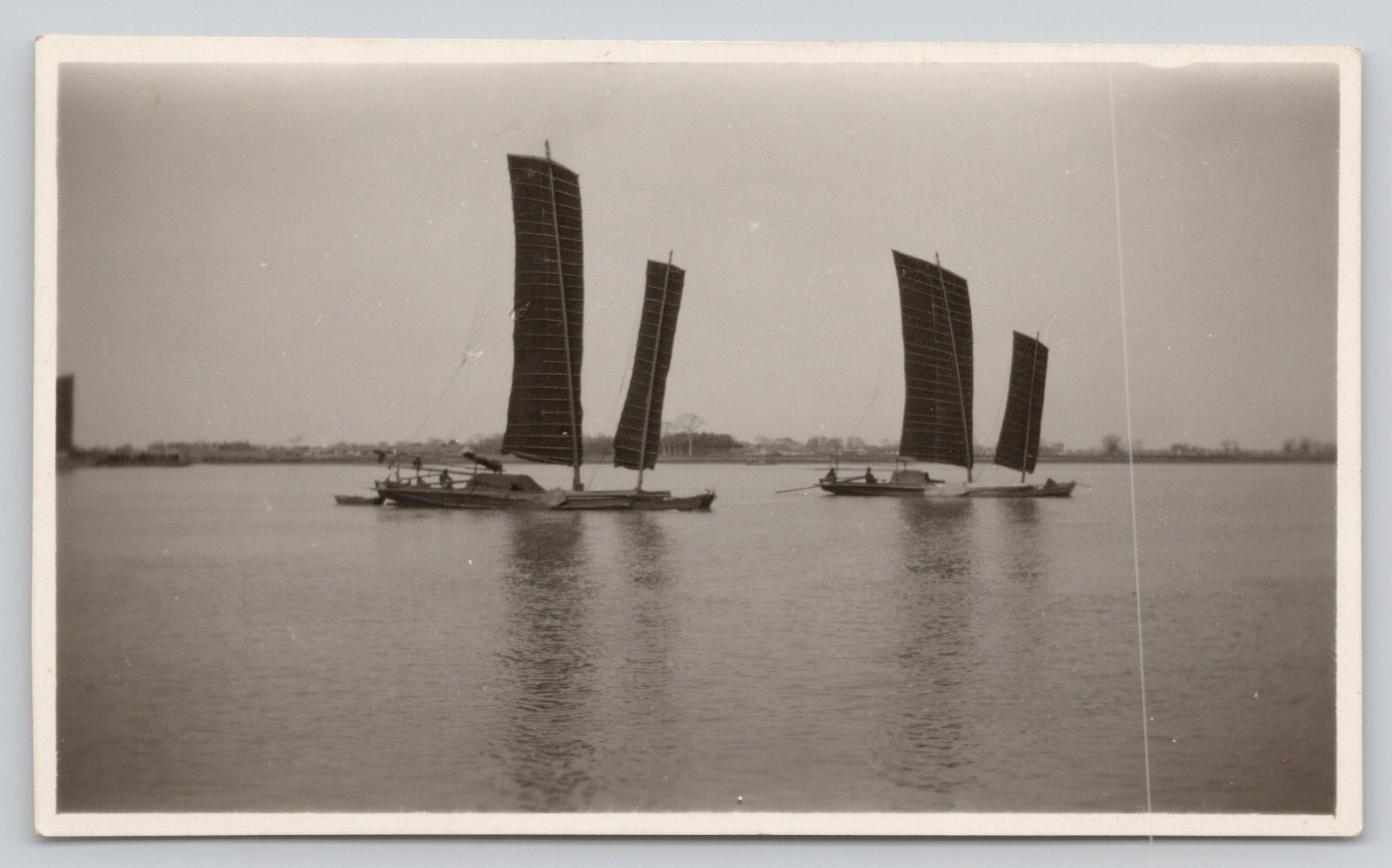 Vintage Photo Two Sailboats Early c1900s