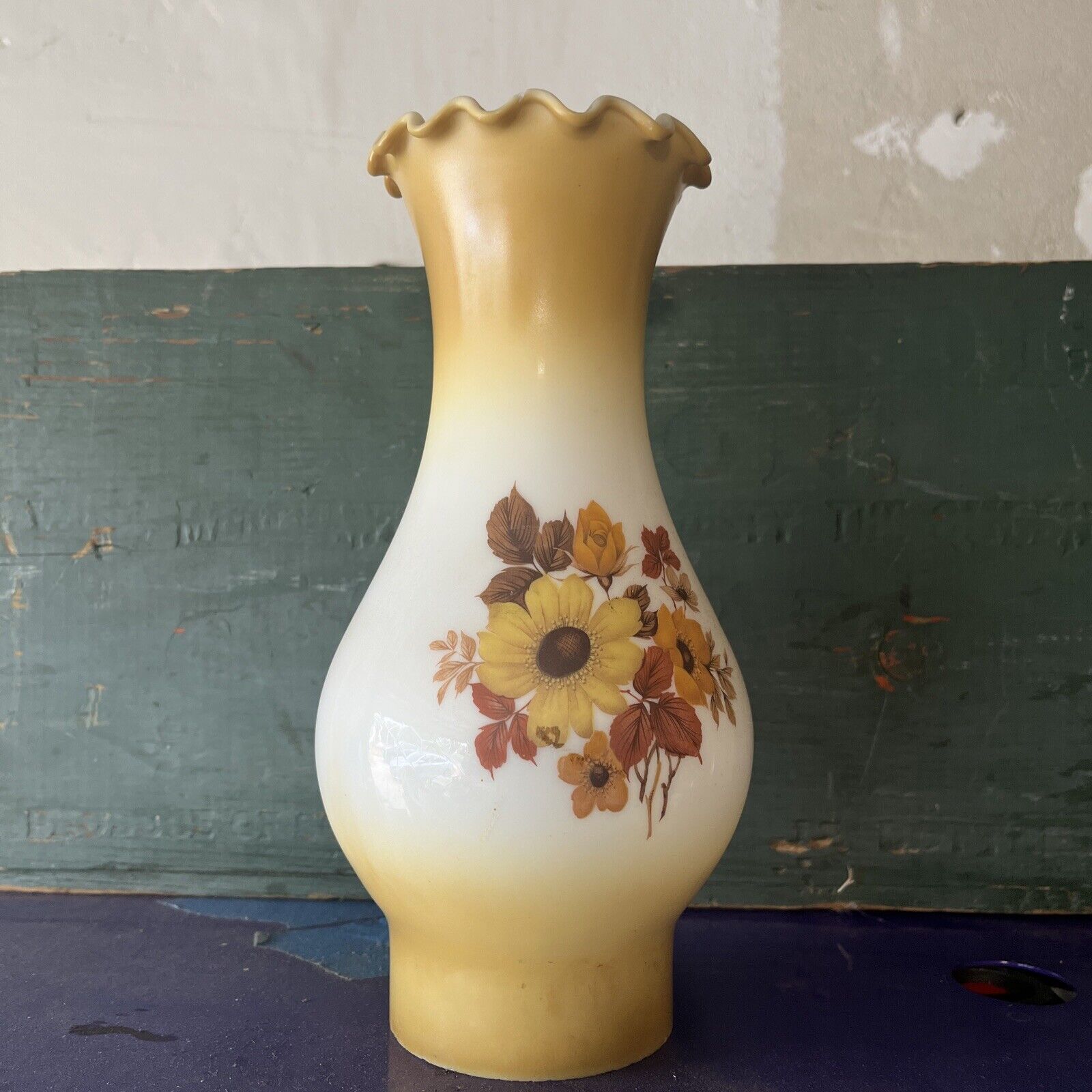 Vintage Hurricane Milk Glass Oil Lamp Shade