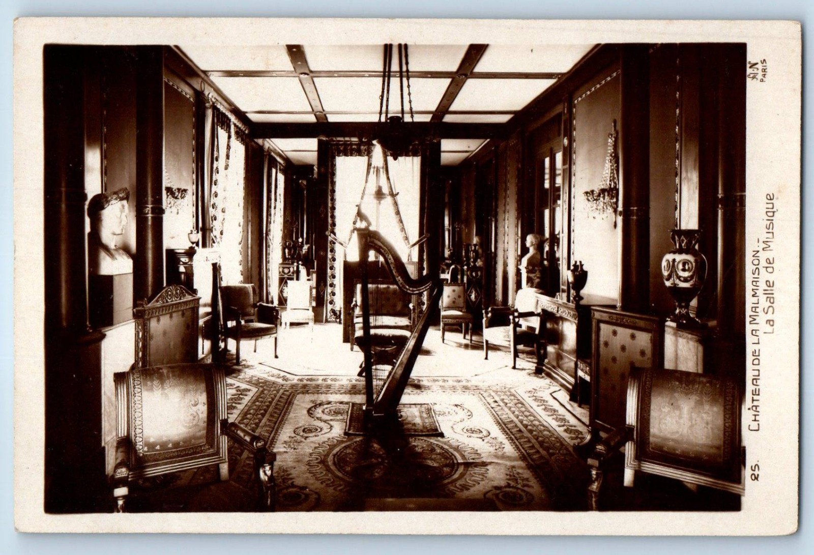 Rueil-Malmaison Postcard Chateau De La Malmaison Music Room c1940's RPPC Photo