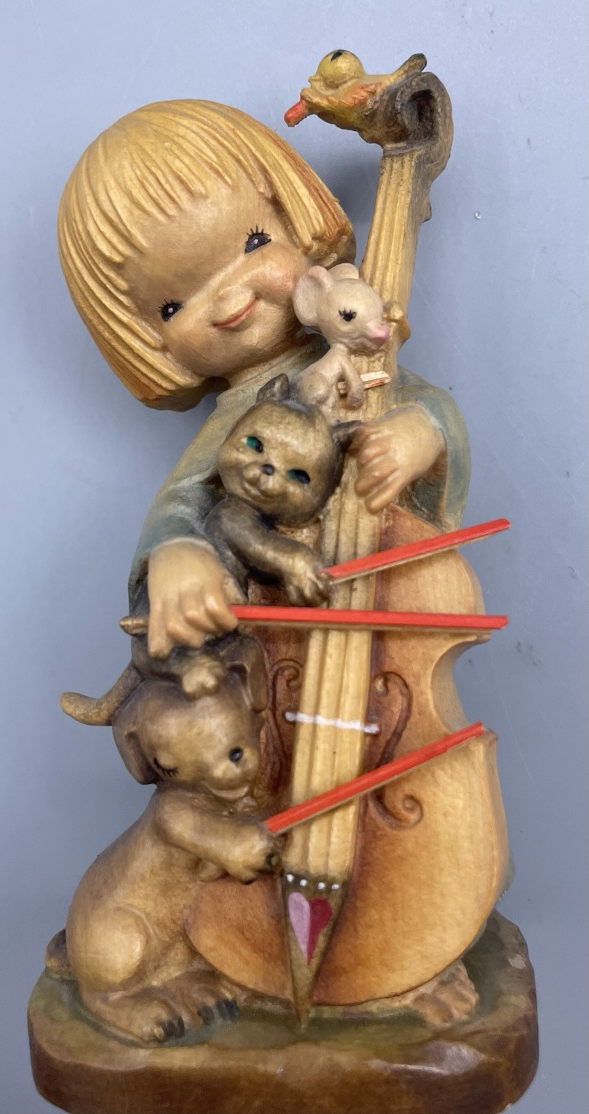 ANRI Ferrandiz “The Quintet” Wood Carving Girl with Animals Italy 6” Vintage