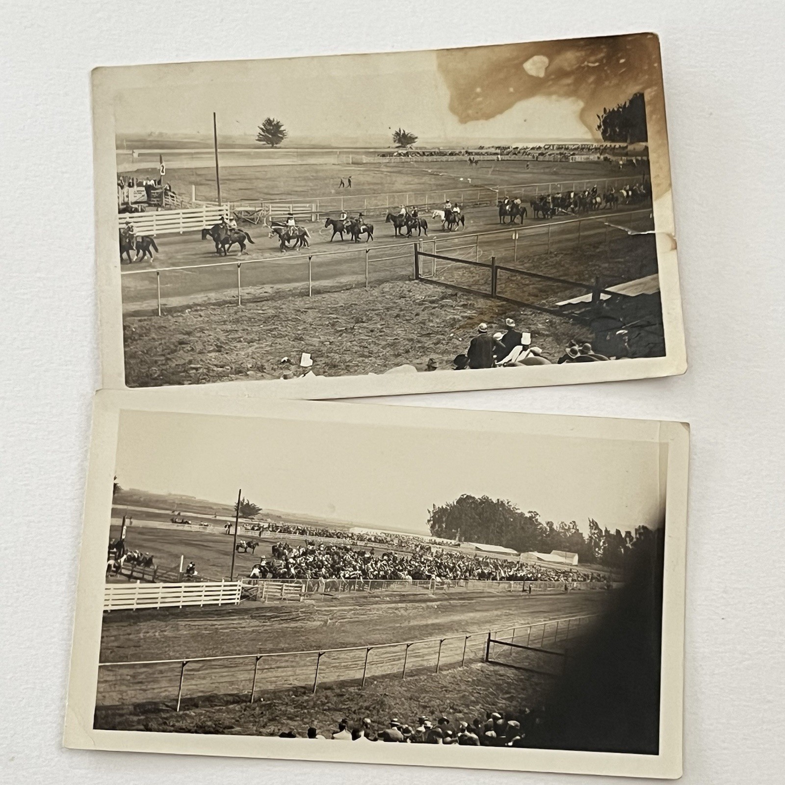 Vintage Sepia Snapshot Photograph Horse Track Racing History Cowboy Jockey