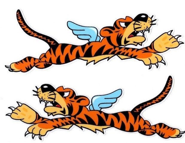 Flying Winged Tiger Stickers | Pair | 13 Flying Winged Tiger Stickers | Pair | 13