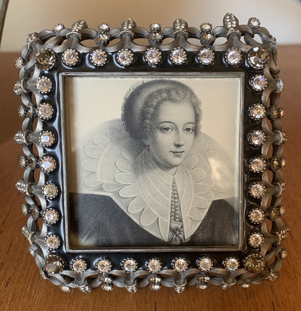 RARE VTG JAY STRONGWATER SMALL 4x4” FLEUR DE LIS TIARA SCROLL CRYSTAL FRAME