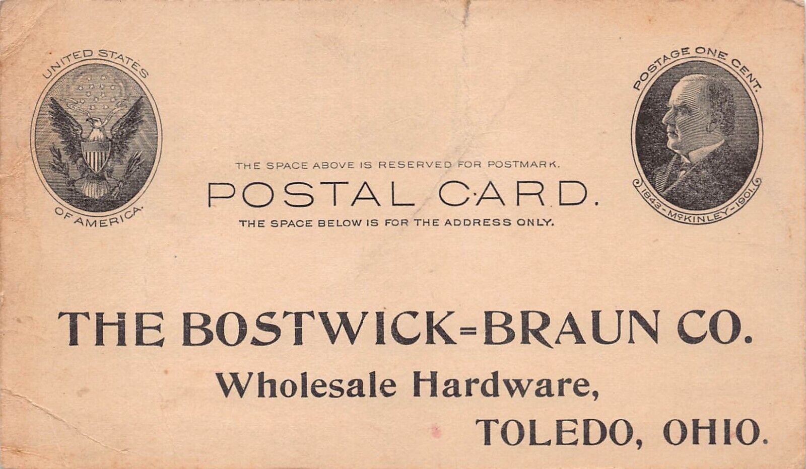 Bostwick-Braun Company Toledo Ohio Hardware Advertising Postal Card D26