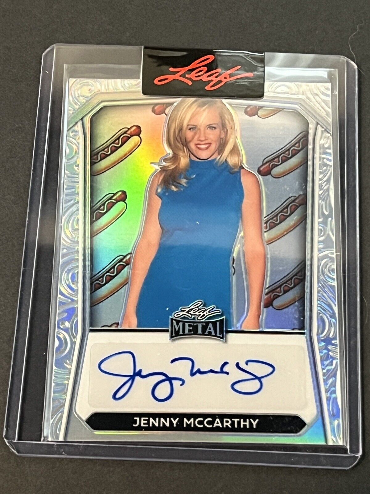 2024 Leaf Independence Day Jenny McCarthy Auto Silver Refractor Hot Dog #d 2/4