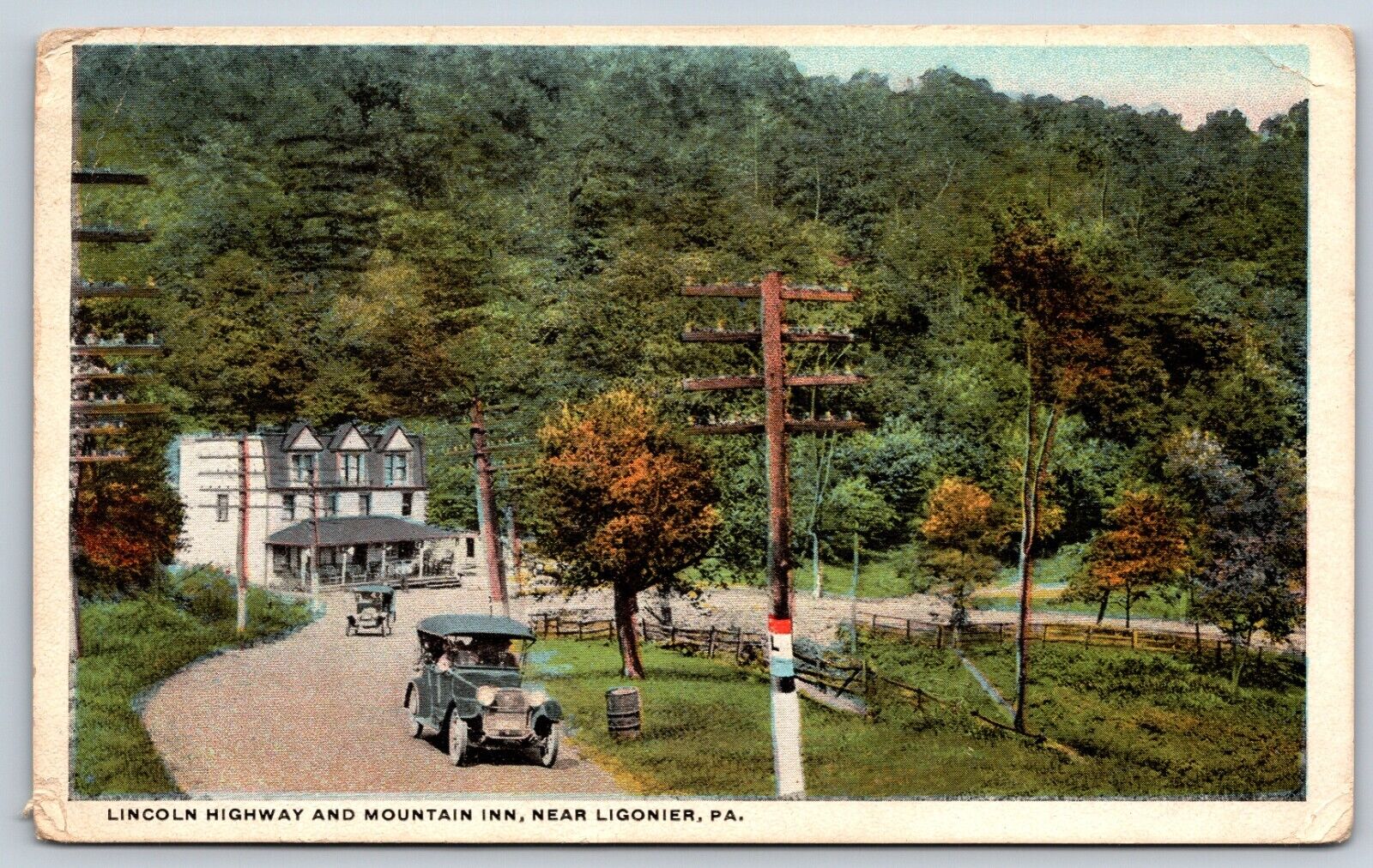 Postcard Lincoln Highway & Mountain Inn Near Ligonier Pennsylvania Posted 1956