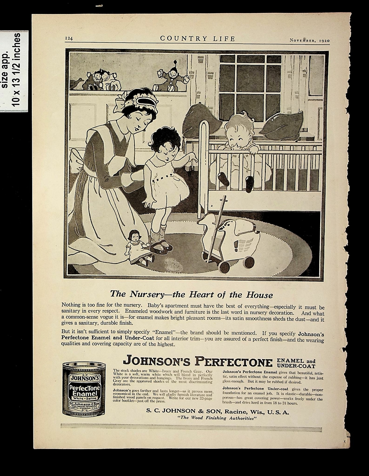 1920 Johnstons's Perfectone Enamel Undercoat Vintage Print ad 015271