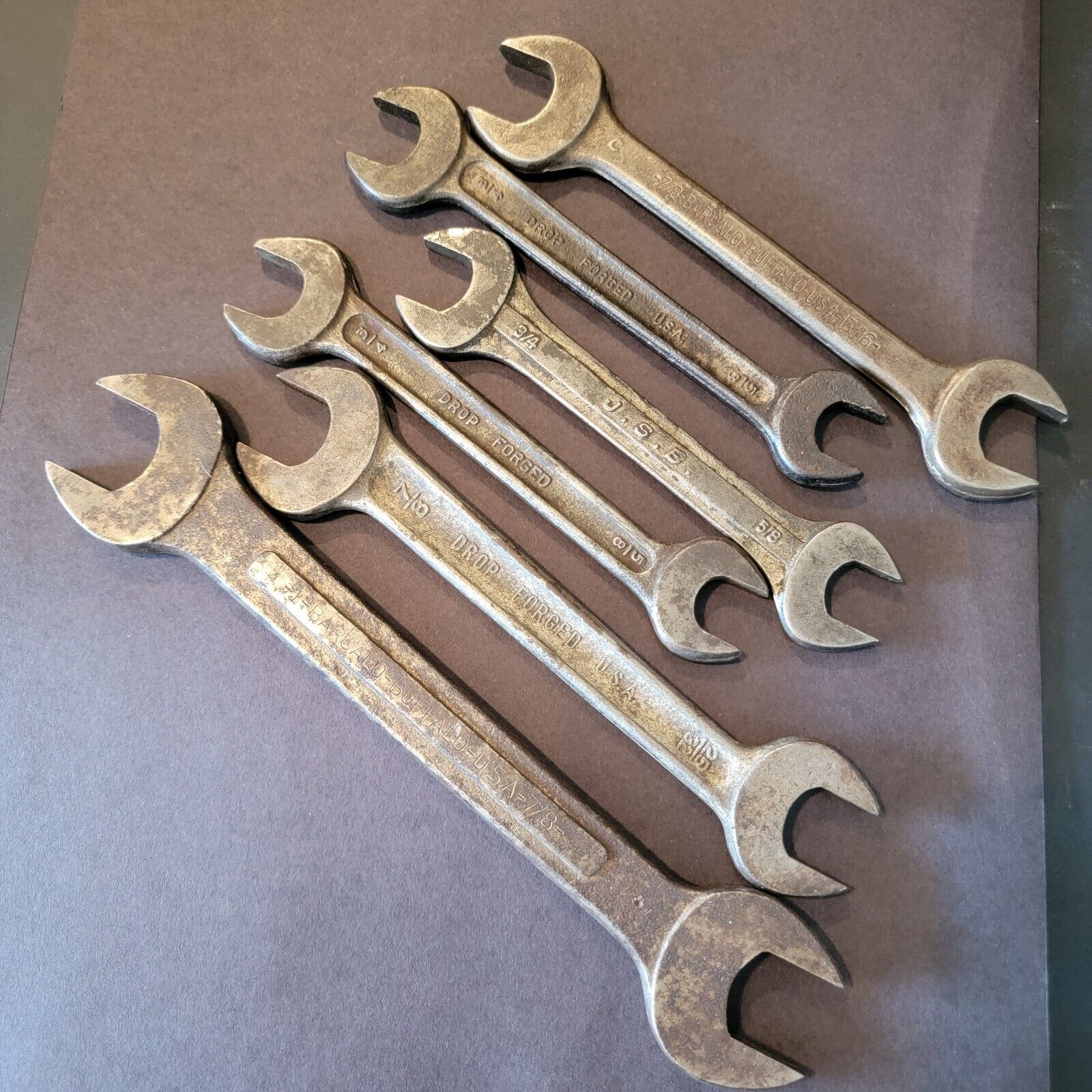 Vintage Variety of 6 Open-Ended Wrenches In A Variety Of Makes 2 Cat#JK