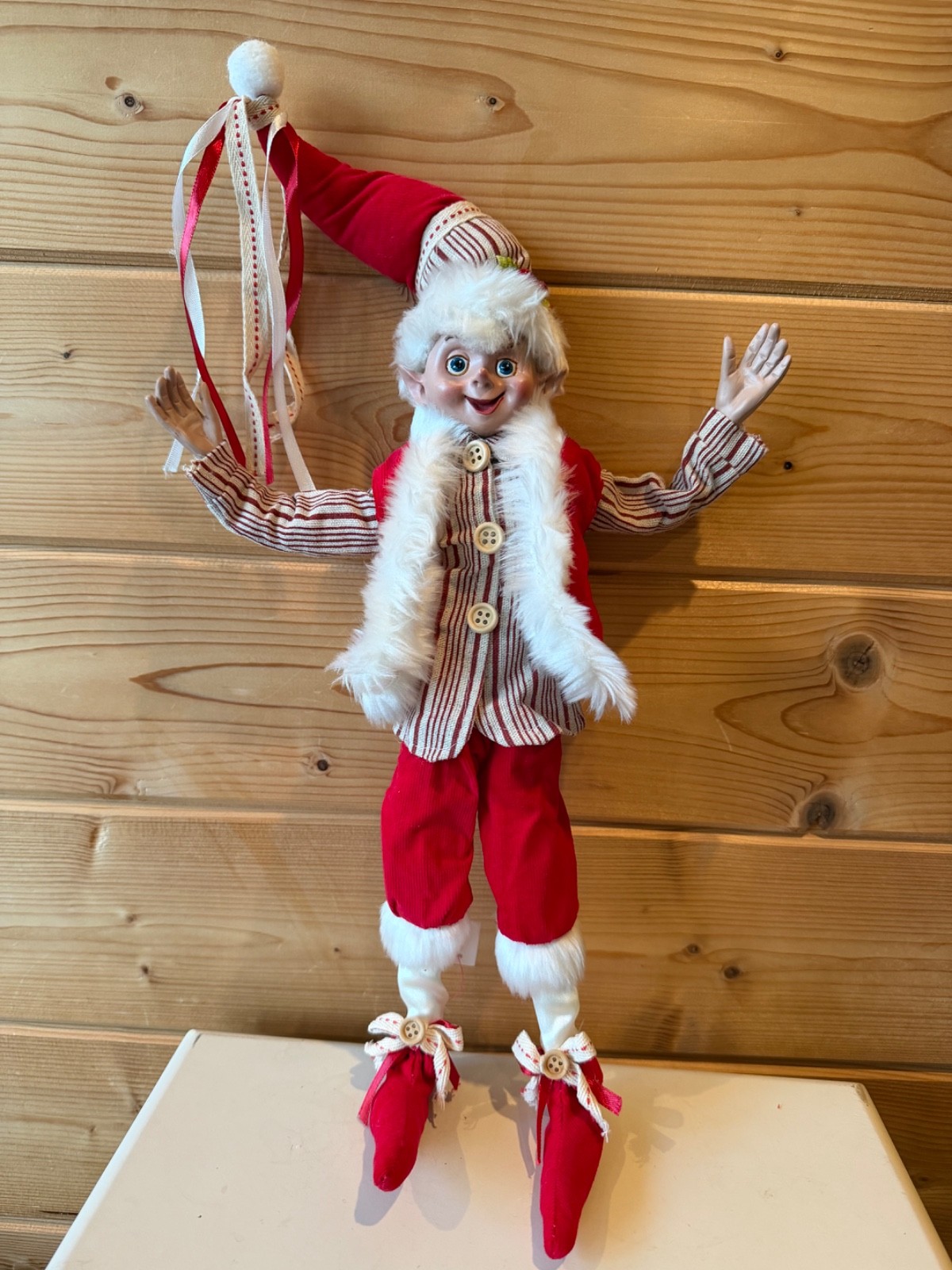 RAZ Imports 19” Posable Elf Ticking Red Stripe Read Description (12)