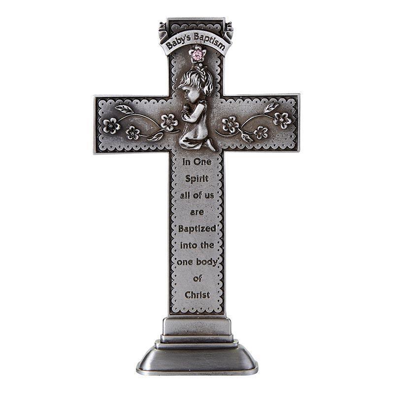 Baby Girl Standing Cross Size 6 inches H Beautiful Catholic Jeweled Cross