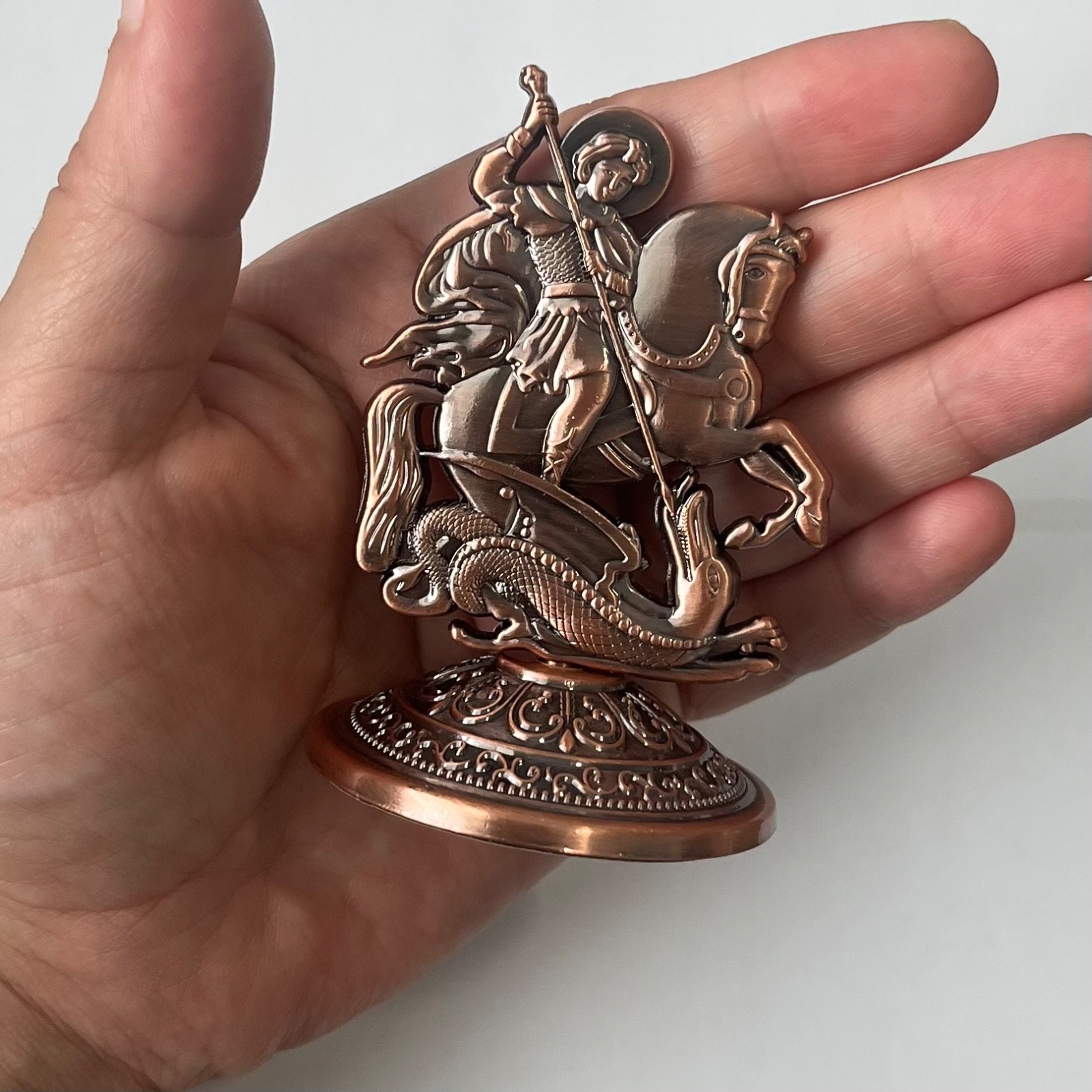 St. Saint George on Horse Slaying Dragon  3” Figurine Statue Eastern Orthodox