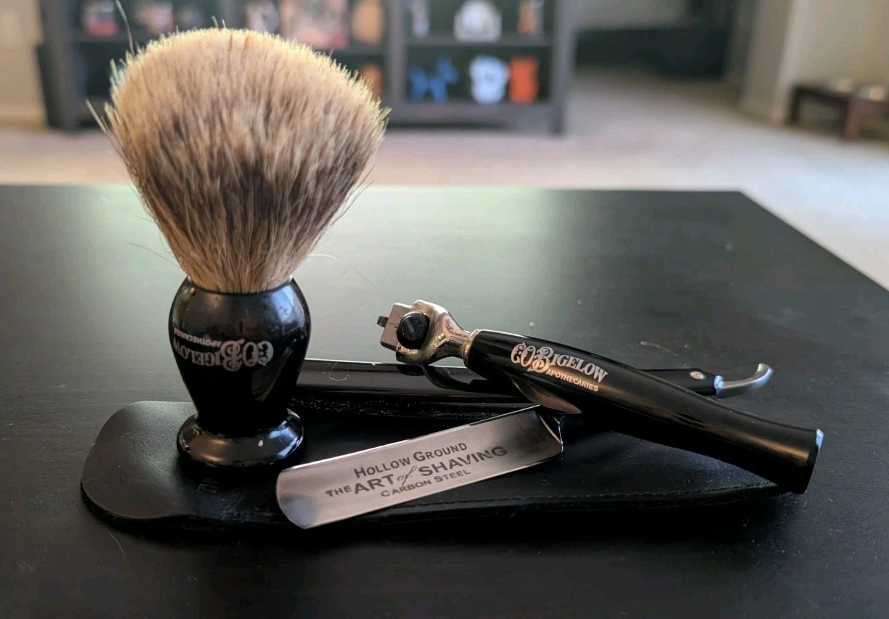 C.O. Bigelow Mach 3 Shaving Set and Hollow Ground Art Of Shaving Straight Razor