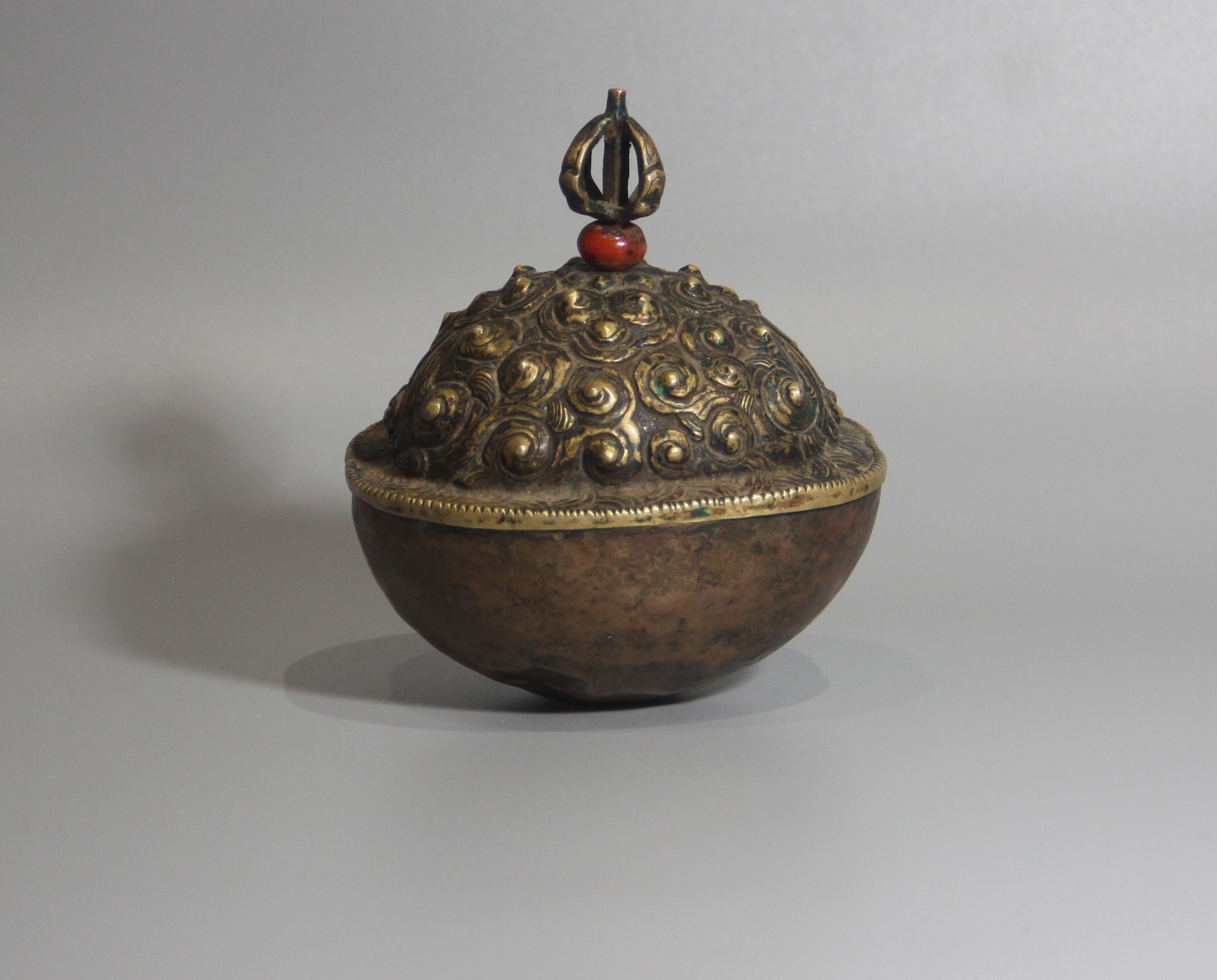 Real Tibet 18th Century Old Antique Buddhist  Alloy Copper Kapala Offering Bowl