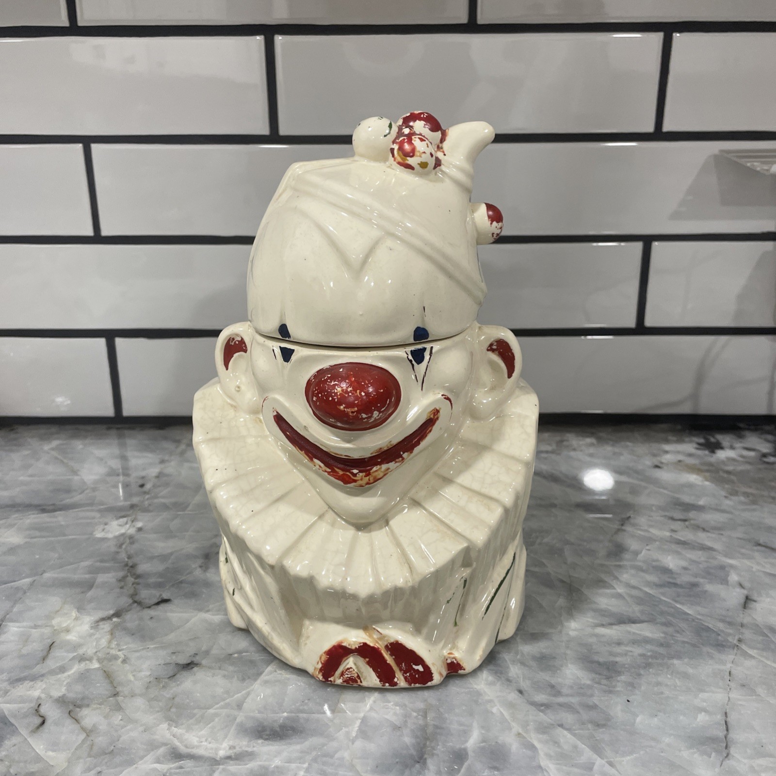 VTG 1940s McCoy Pottery Clown Cookie Jar Ceramic Mid Century Hand Painted 10\ VTG 1940s McCoy Pottery Clown Cookie Jar Ceramic Mid Century Hand Painted 10\