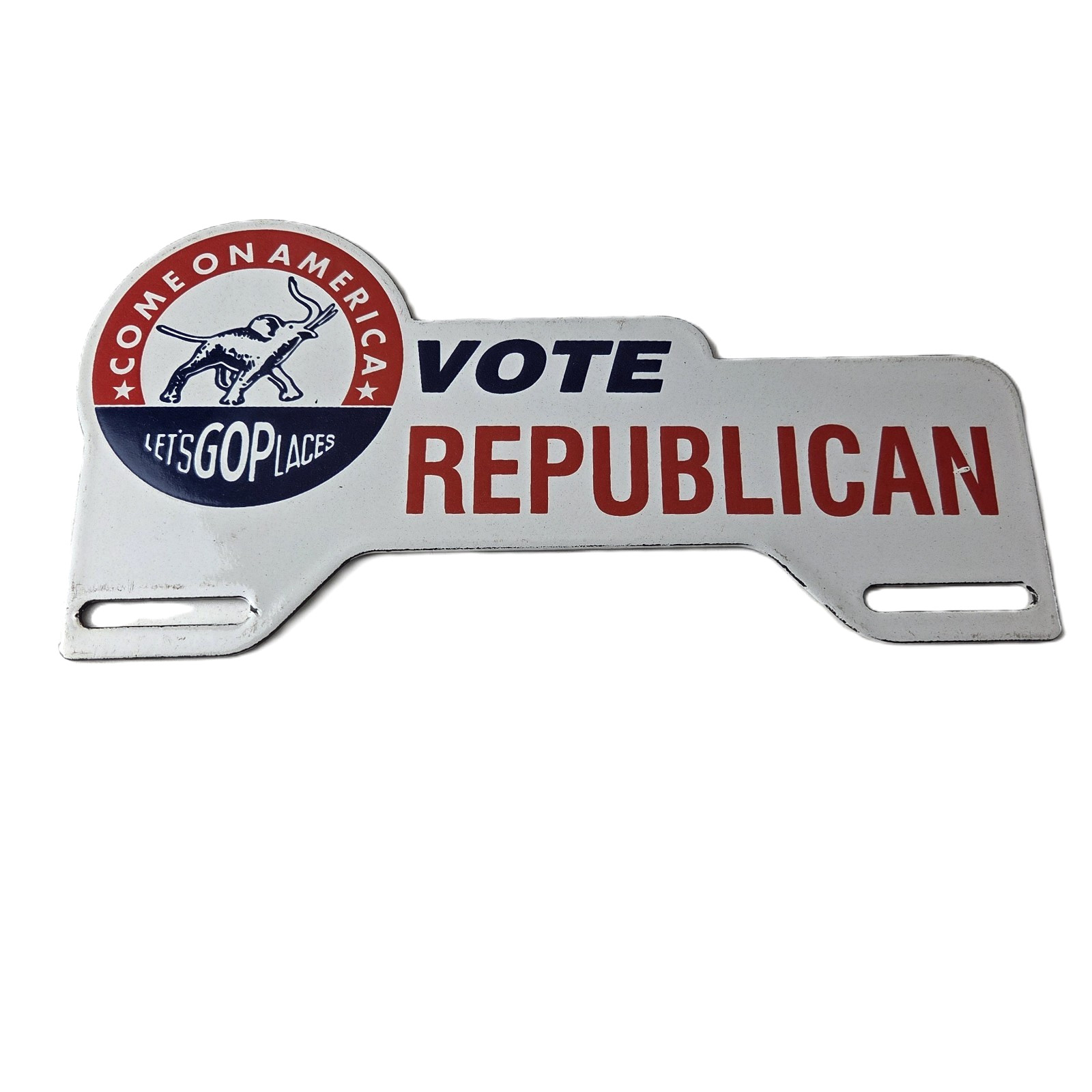 Vintage Vote Republican License Plate Topper - GOP Sign Ad on Automobile Topper